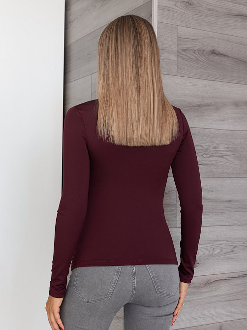 Базовий жіночий лонгслів з драпіруванням "Sweet" | Батал Бордовий, 50-52 Київ - фото 5