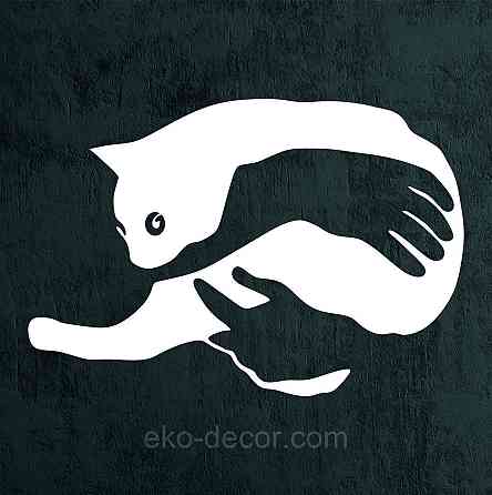 Декоративное настенное Панно  «Кот-руки» Декор на стену 90*61 см, Белый Киев