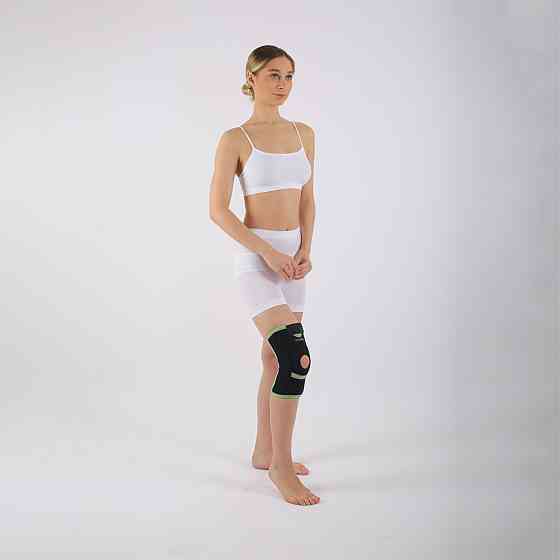 Бандаж на колено неопреновый с ребрами жесткости, наколенник с открытой чашечкой (короткий) Размер L Каменец-Подольский