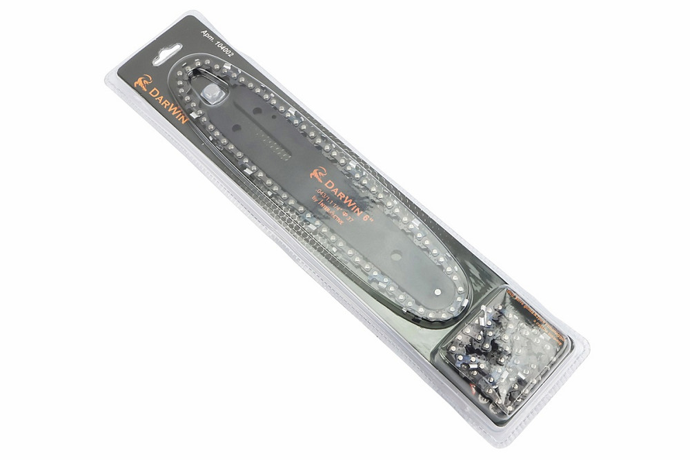 Шина 6"-1,1mm 1/4" 37зв L-18см (Підходить на акумуляторну міні-пилу) + ланцюг 1/4"-1,1mm-36зв. круг. зуб-2шт, на блістері Киев - изображение 1