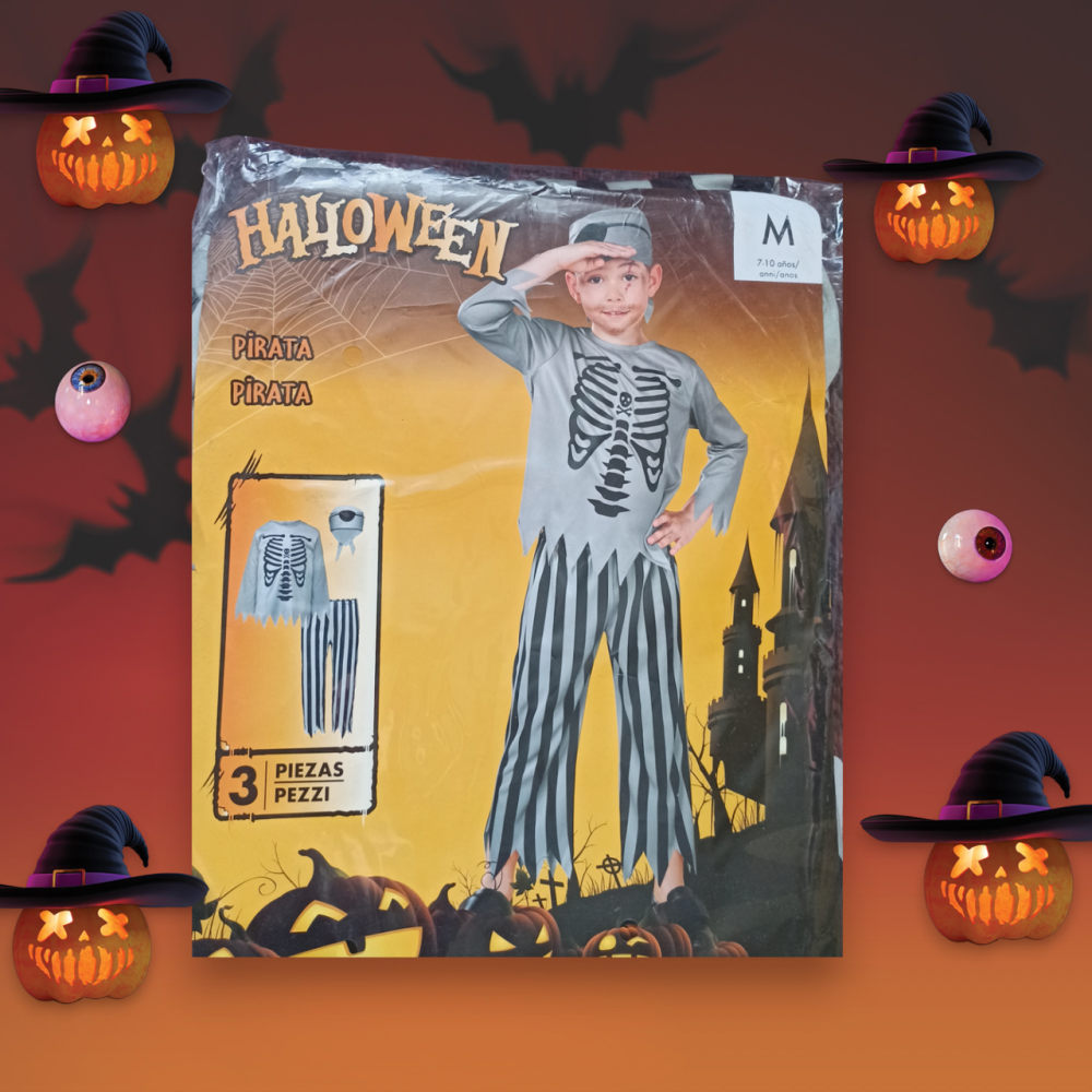 Дитячий костюм Пірат для вечірки на Хелловін футболка з довгим рукавом, штани, бандана розмір M 7-10 років сірий Київ - фото 4