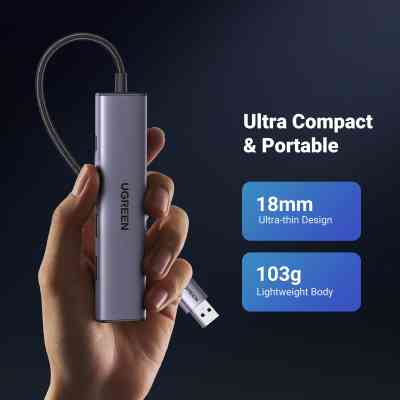 Концентратор Ugreen USB 3.0 to 3хUSB 3.0/Type-C+RJ45(1000M) Ethernet 5in1 CM475 (60554) Вінниця
