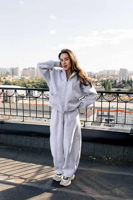 Женский теплый костюм двойка свободного кроя на каждый день турецкая трехнитка на флисе Меланж Одесса - изображение 10