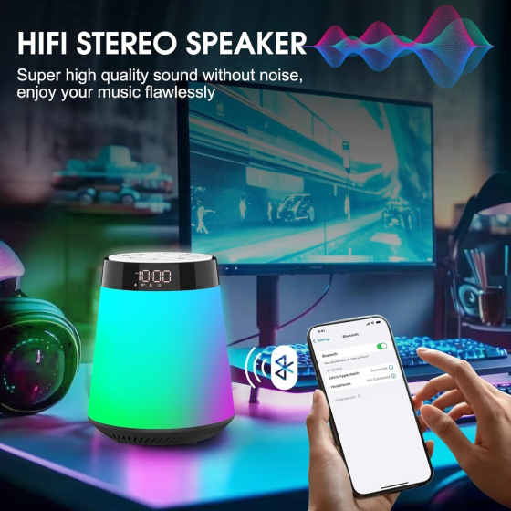 Уцінка Нічник AFEXOA MX1 з Bluetooth колонкою, будильником, імітацією світанку, білим шумом, RGB-підсвічуванням, пультом ДК Київ