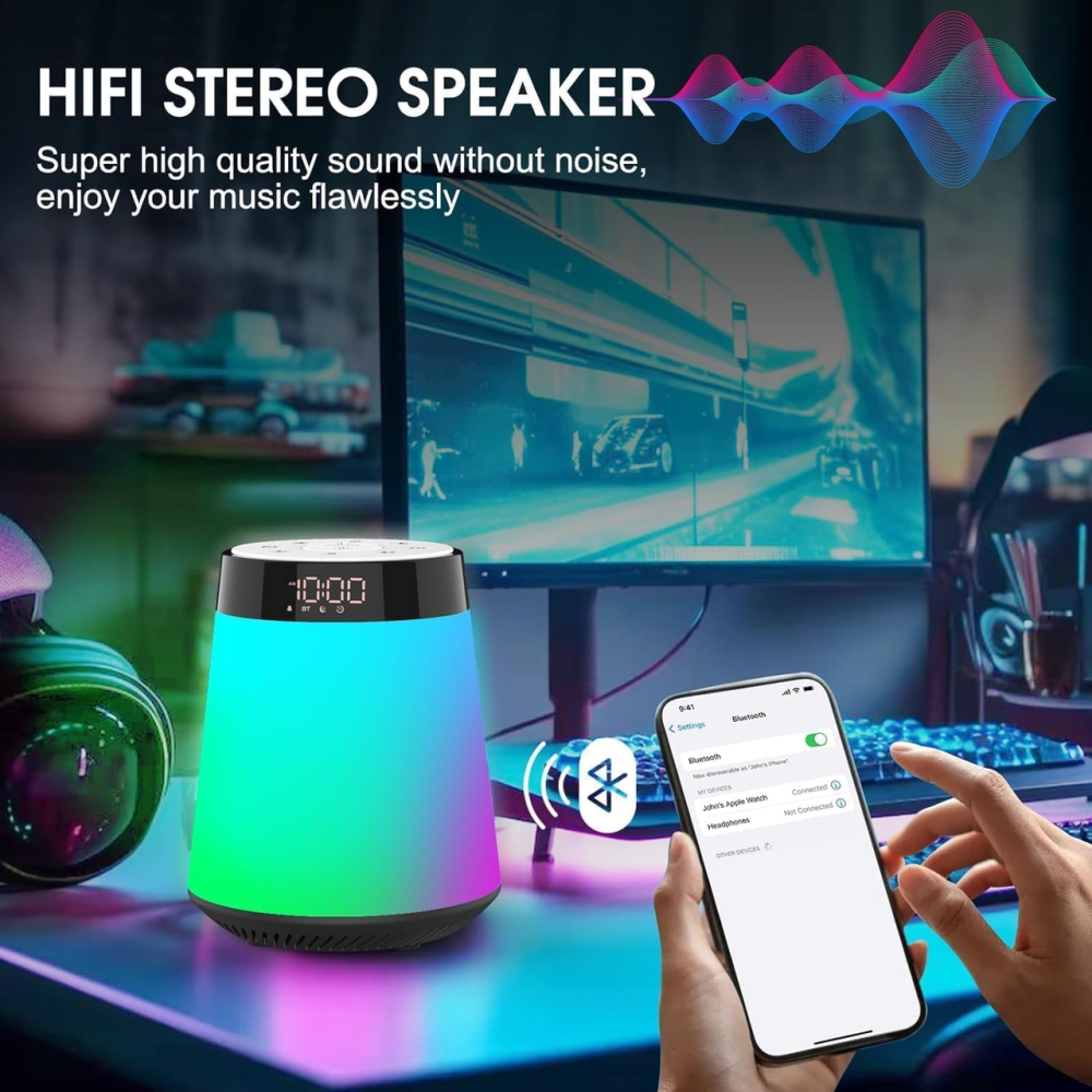 Уцінка Нічник AFEXOA MX1 з Bluetooth колонкою, будильником, імітацією світанку, білим шумом, RGB-підсвічуванням, пультом ДК Київ - фото 6