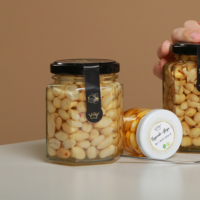 Арахис с мёдом в стеклянной шестигранной баночке 240 грамм Одесса - изображение 7