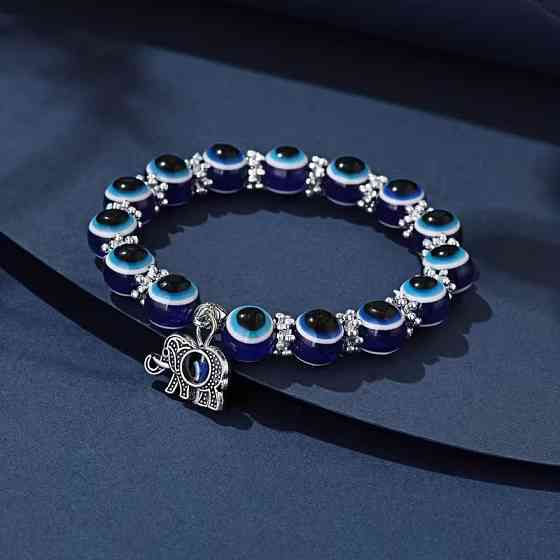 Браслет-оберіг від злого ока з намистинами та підвіскою слон Київ