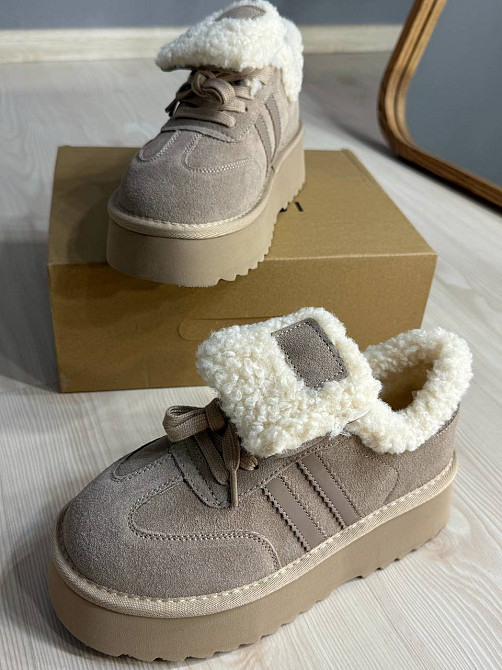 Ботинки женские Hengji 009-3 угги замшевые на меху бежевые, 37, 23,5 см Киев - изображение 1