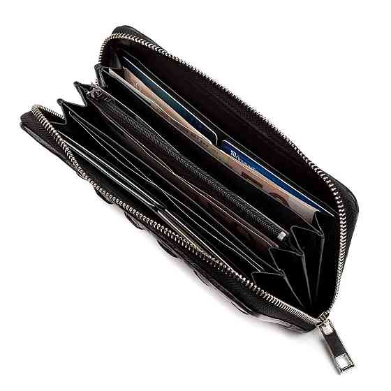 Кошелек-клатч CROCODILE LEATHER 18012 из натуральной кожи крокодила Черный Киев