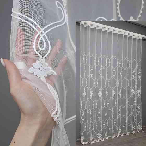 Тюль VR-Textil 1413т Фатин з вишивкою Білий 400х270 см (42-1123) Київ