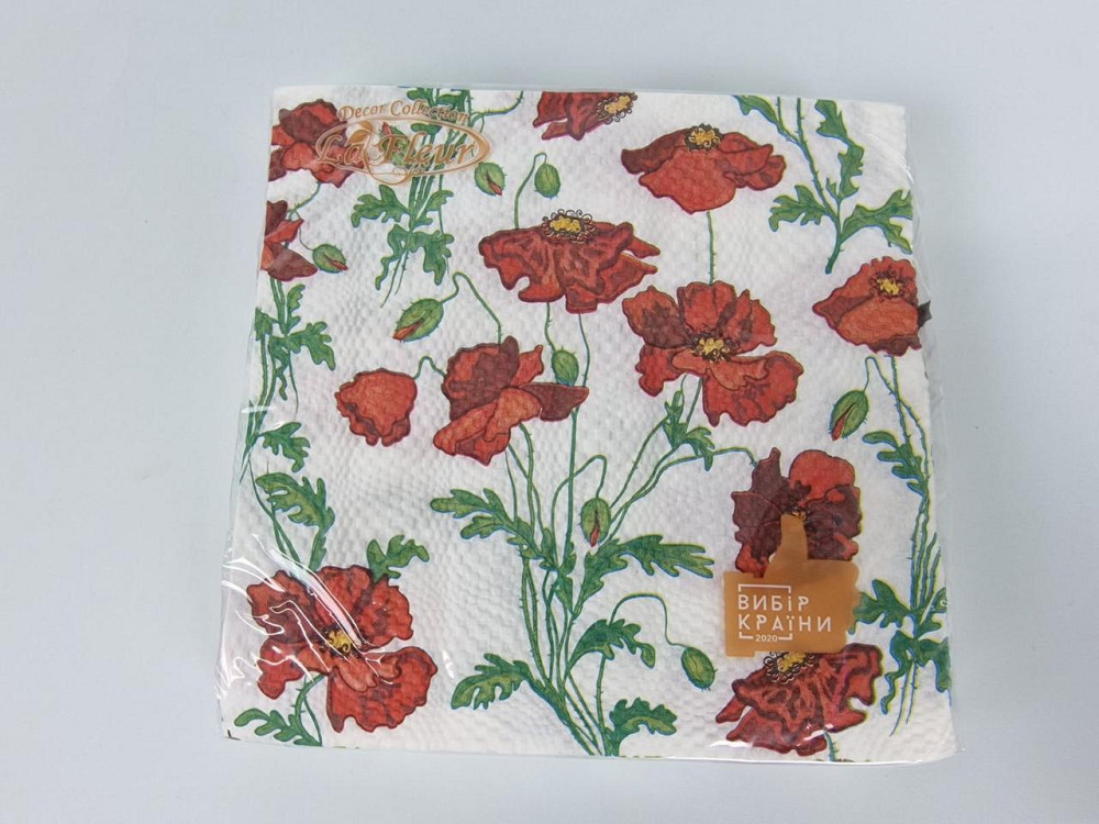 Двухслойная цветочная салфетка (ЗЗхЗЗ, 16шт)  La Fleur Полотно из маков (107) (1 пачка) Харьков - изображение 1