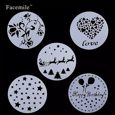 Набор трафаретов для торта, кофе и т.д. 5 штук - диаметр 23см, пищевой пластик Киев - изображение 1