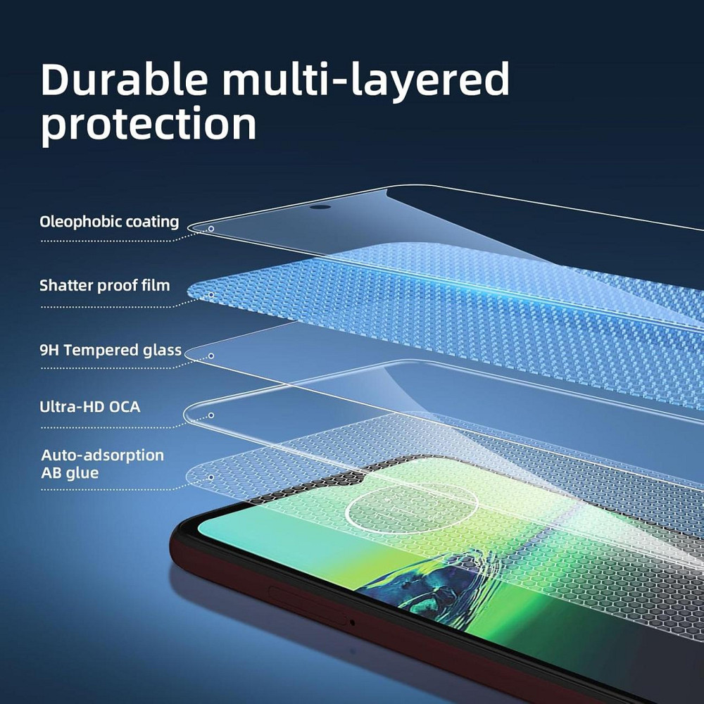 Защитное стекло NEW'C Motorola Moto G8 Play прозрачное 2 шт закаленное 0.33 мм 9H без пузырей Киев - изображение 2