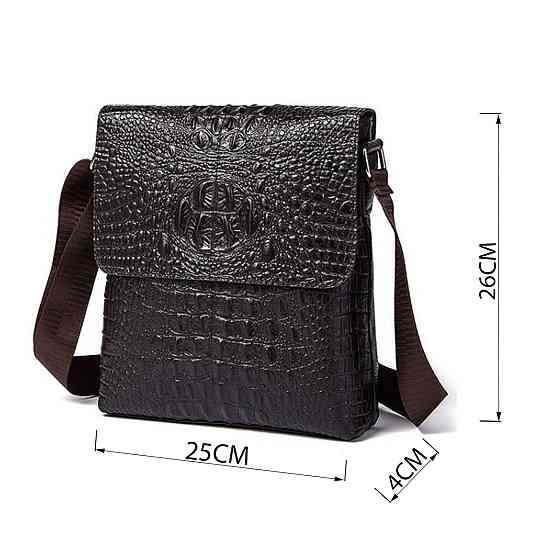 Сумка чоловіча вертикальна з тисненням під рептилію Vintage 14723 Коричнева Київ