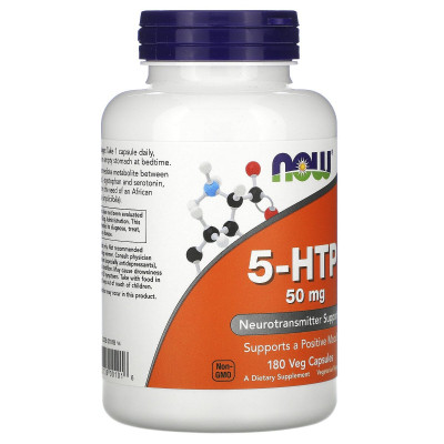 Амінокислота Now Foods 5-HTP (гідроксітріптофан), 50 мг, 180 вегетаріанських капсул (NOW-00101) Вінниця - фото 2