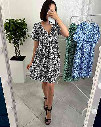 Женское летнее повседневное платье в цветочный принт креп 48/52, Черный Одесса