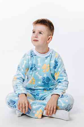 Пижама детская, тёплая, велсофт, голубая,топ Крохатушка одяг Киев