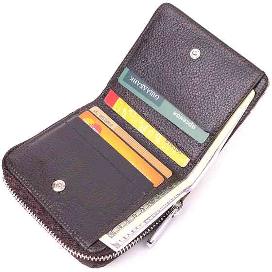 Фактурний жіночий гаманець із монетницею з натуральної шкіри з тисненням під крокодила KARYA 21413 Бежевий Київ