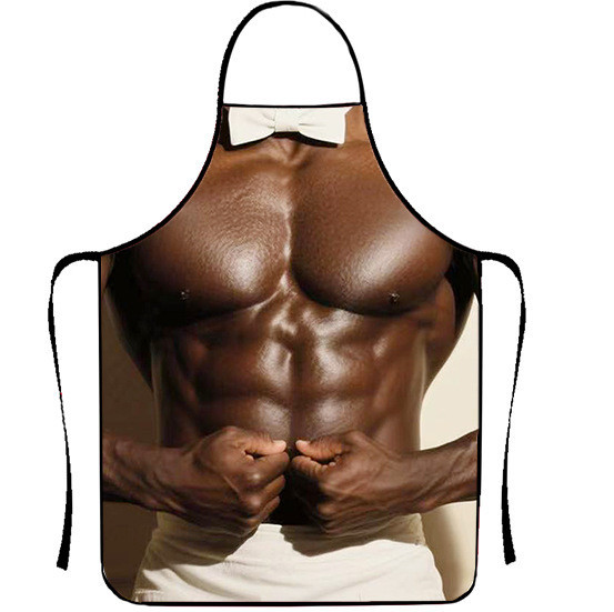 Фартук мужской прикольный с 3D принтом торса с бабочкой 80 на 60 см коричнево-белый Киев - изображение 1