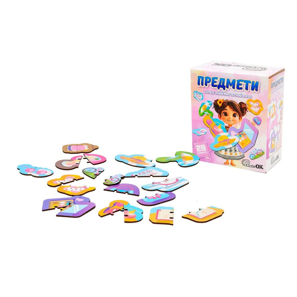 Дерев'яний магнітний пазл "Предмети" Puz-22931, 24 елемента Вінниця - фото 1