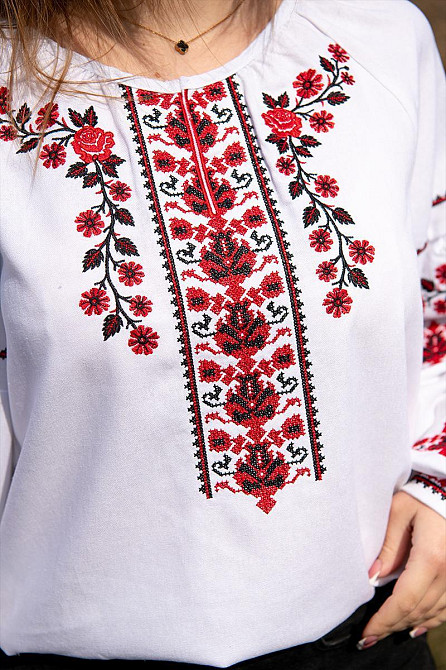 Вишиванка жіноча, біла лляна топ Київ - фото 2