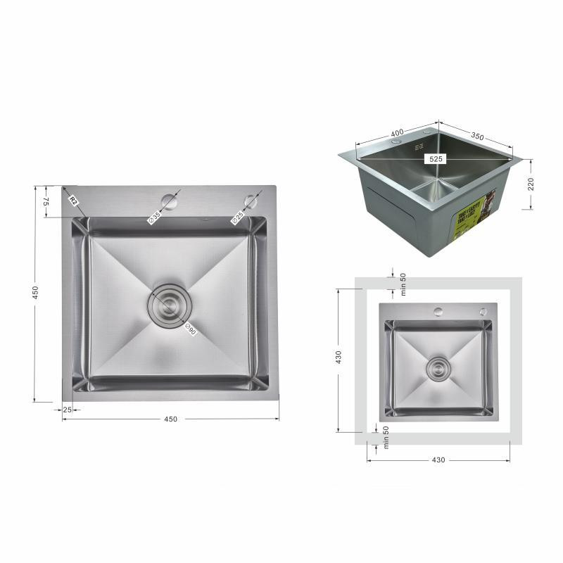 Мийка для кухні інтегрована Lidz Handmade H4545H Decor Honeycomb 2,5/0,5 мм LDH4545HDEC49437 Київ - фото 2