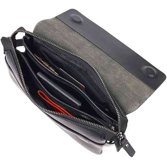 Красивий чоловічий клатч із натуральної комбінованої шкіри CANPELLINI 21564 Чорний Київ