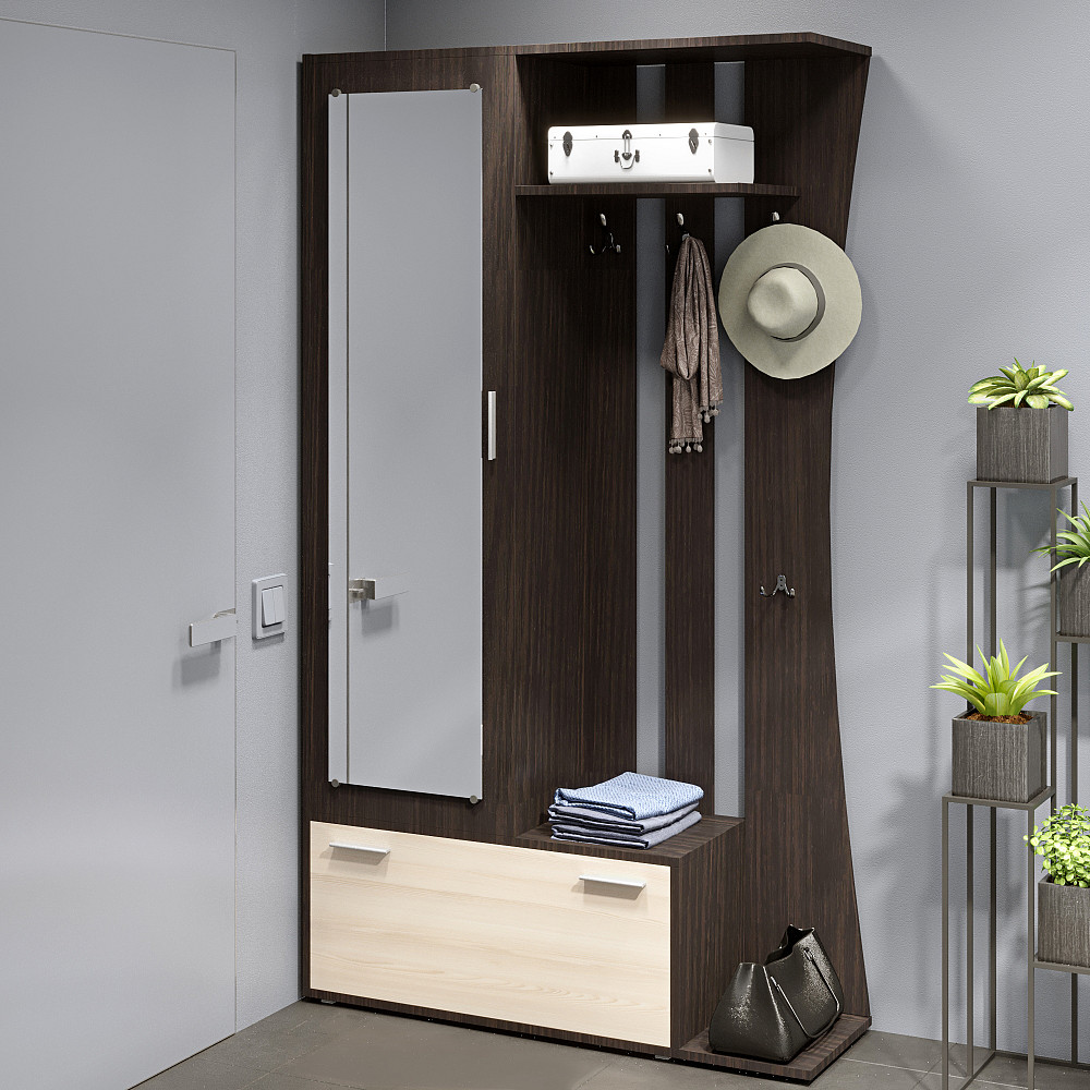 Прихожая с зеркалом Эверест Авео-2 венге + дуб молочный (DTM-2189) Днепр - изображение 1