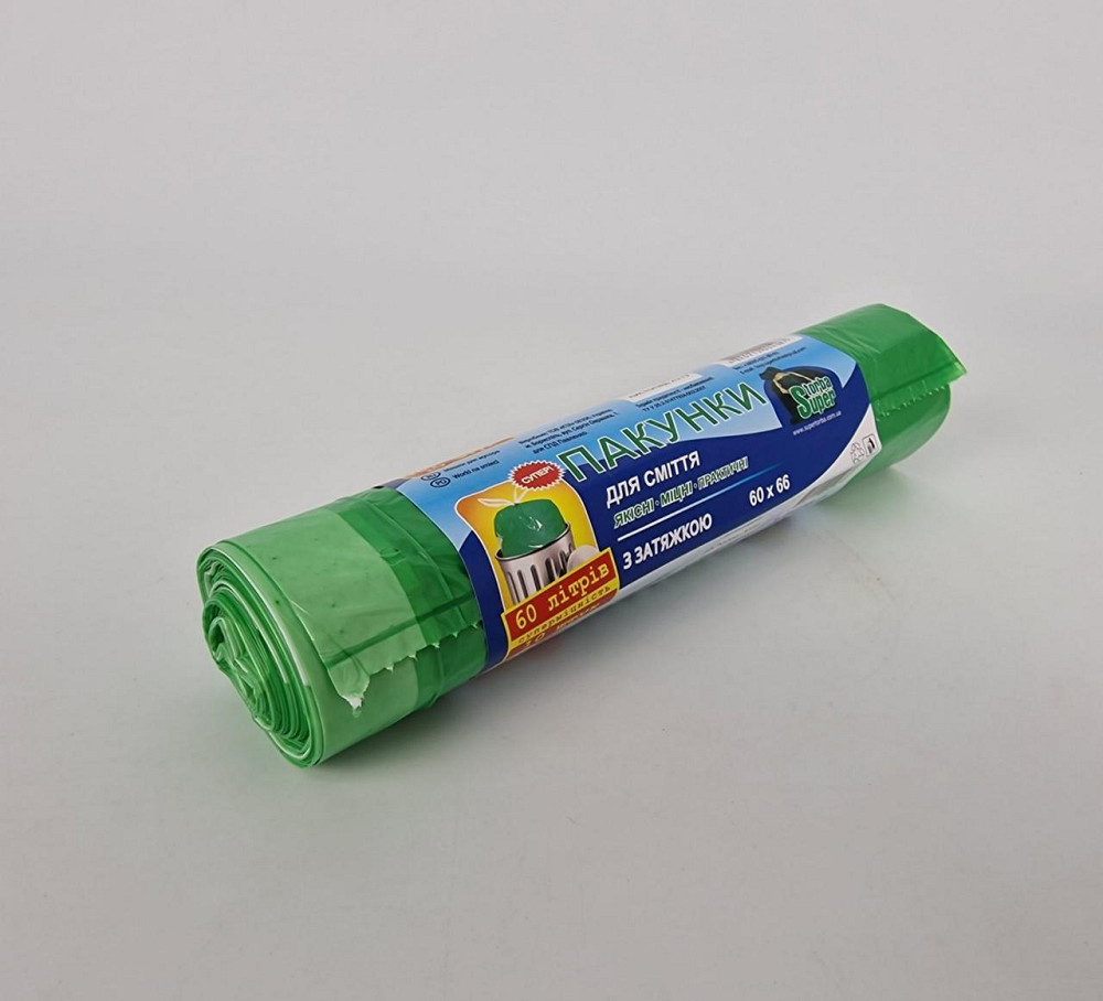 Мусорный пакет с завязкой 60литров (10шт LD)Супер Торба (1 рул) Харків - фото 2