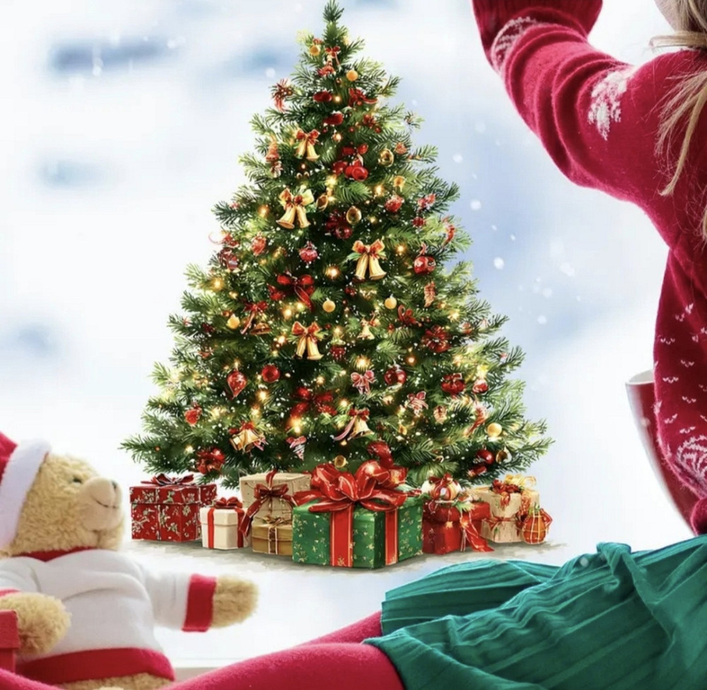 Новорічна наліпка на скло двостороння 