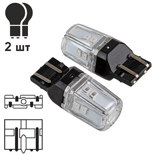Світлодіодна лампа PULSO 7443 W3x16q 12SMD 2835 9-36В червона габаритна 50лм Харків - фото 4
