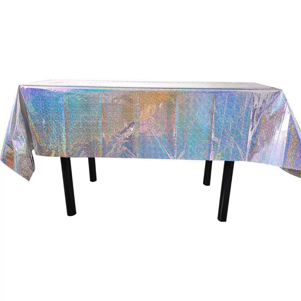 Скатерть клеенка из фольги с голограммой 270 на 100 см серебристый Киев - изображение 2