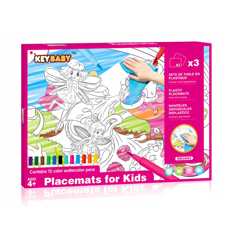 Набор для рисования, детские раскраски Keybaby, 3шт формат А3 с 12 маркерами и салфеткой для очистки, Pink Каменец-Подольский - изображение 1