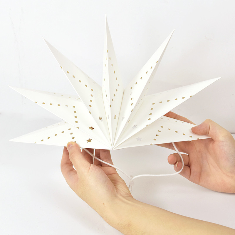 Бумажная подвесная звезда с узором 35 см белый Киев - изображение 4