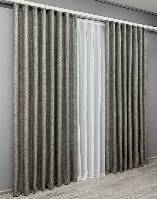 Комплект готових штор VR-Textil ALORA-TON № 1871ш Сірий 200х290см 2 шт (32-159) Київ - фото 4