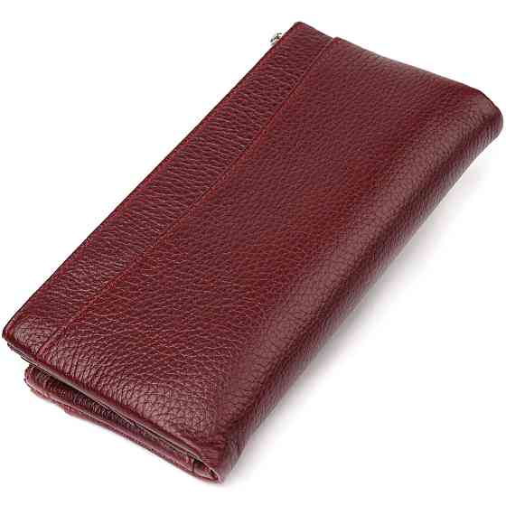Гарний гаманець із натуральної зернистої шкіри Бордовий (CANPELLINI) Київ