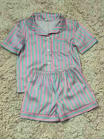 Детская пижамка из сатина шорты с рубашкой Голубо-Розовый р 154-158 Харьков