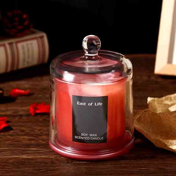 Аромо свеча с лаймом и мандарином в стекляной чаше с крышкой натуральная из соевого воска без красителей Каменец-Подольский