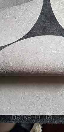 Шпалери вінілові на флізеліні гарячого тиснення Sintra Atmosphere метрові геометрія кола сірий чорний 512449 Київ