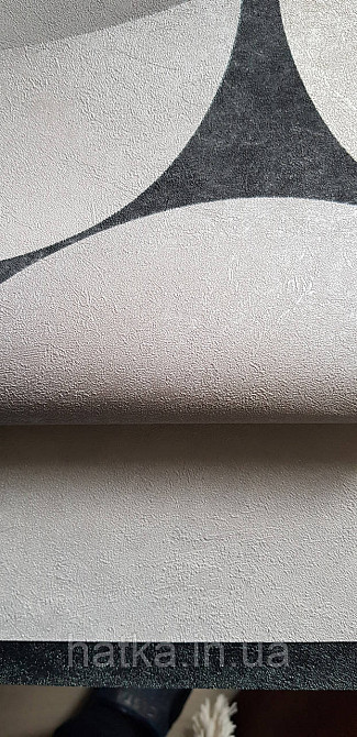 Шпалери вінілові на флізеліні гарячого тиснення Sintra Atmosphere метрові геометрія кола сірий чорний 512449 Київ - фото 5