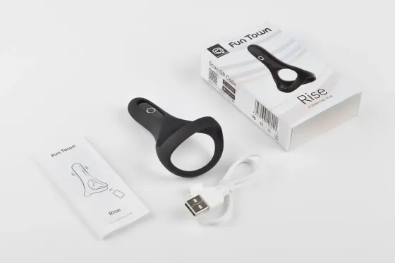 Подвійне ерекційне кільце Fun Town Rise Black, керування зі смартфона Львов