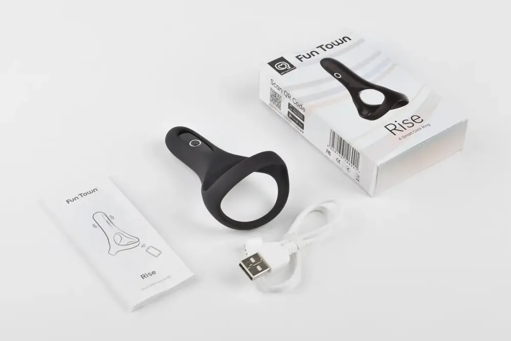 Подвійне ерекційне кільце Fun Town Rise Black, керування зі смартфона Львів - фото 5