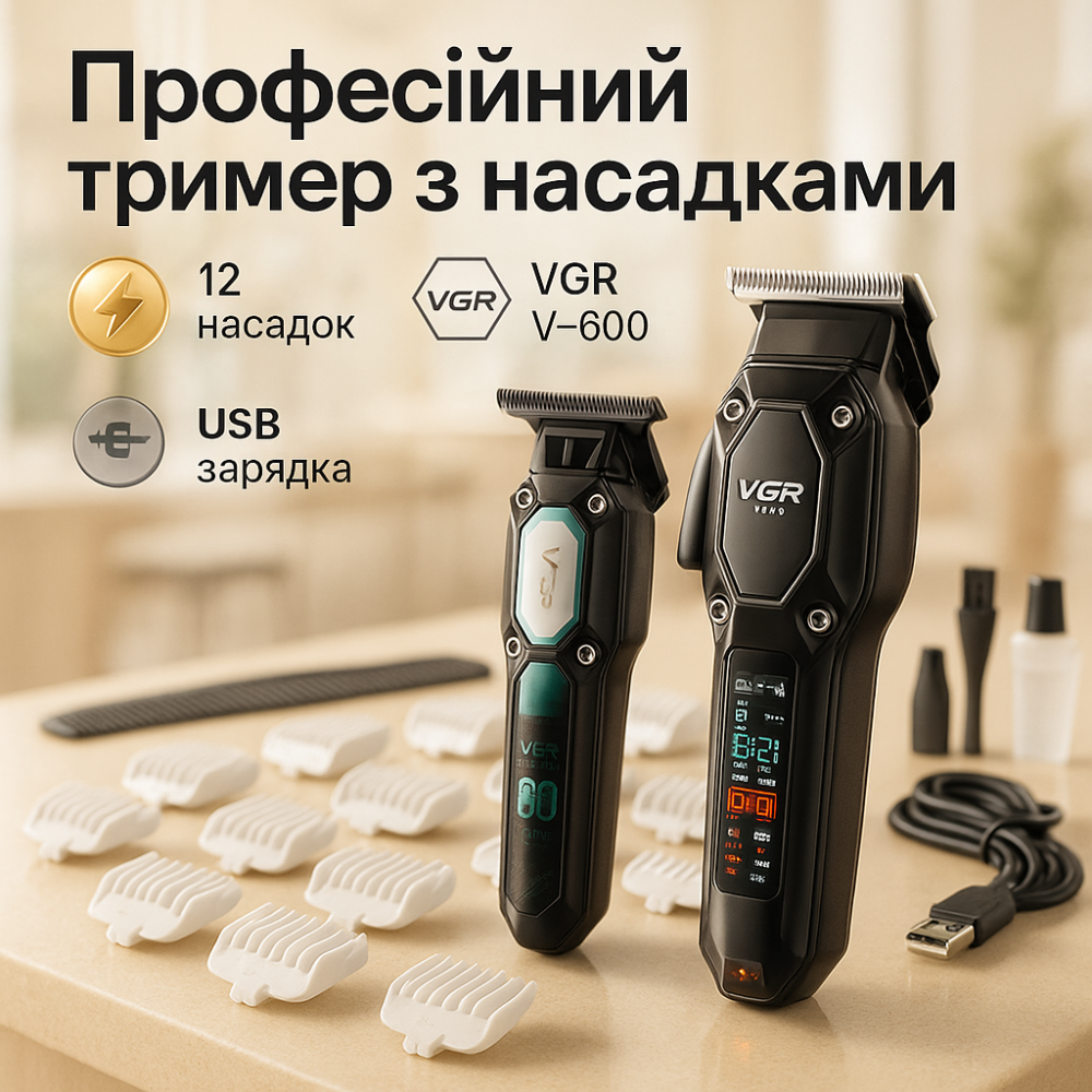Машинка для стрижки волос и бритья VGR 2 в 1 VGR V-600 V-900, Професиональная машинка для стрижки волос OE-17 Львов - изображение 15