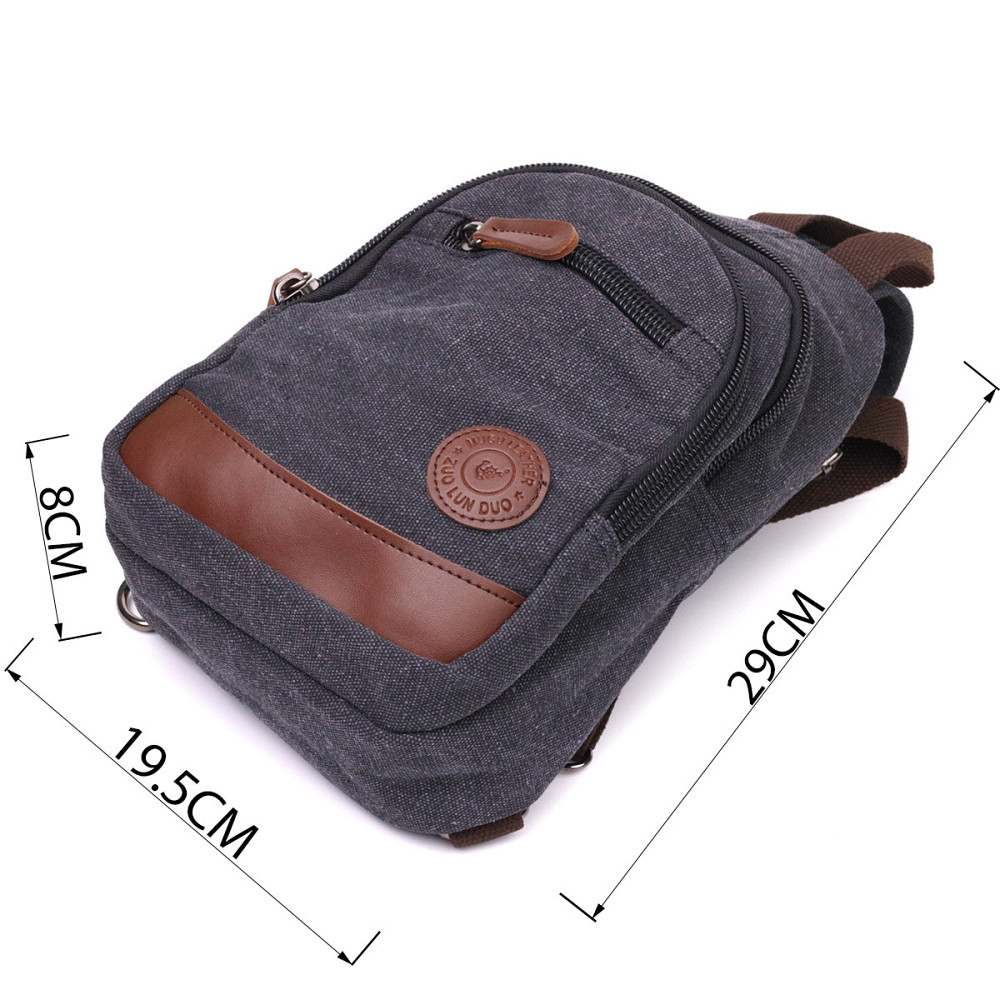 Текстильна сумка з ущільненою спинкою через плече Vintagе 22172 Чорний Київ - фото 9