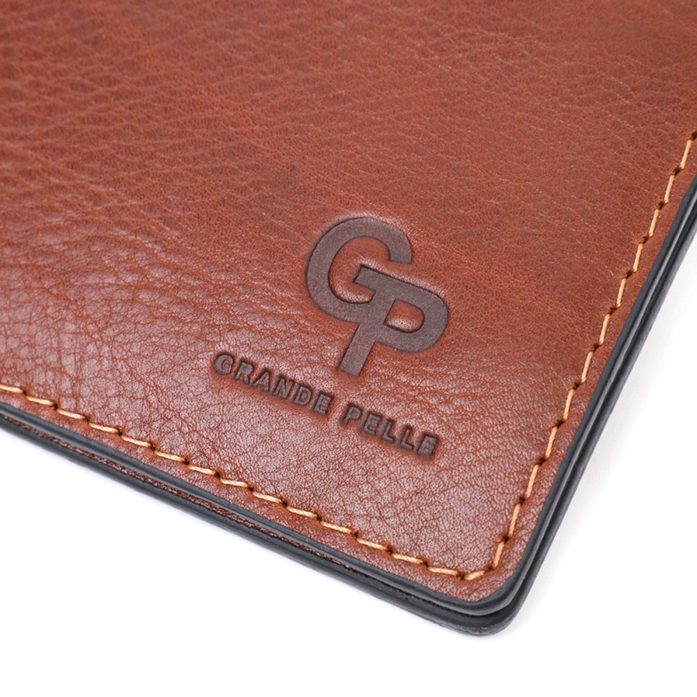 Надійний шкіряний затискач для грошей Коричневий (GRANDE PELLE) Київ - фото 9