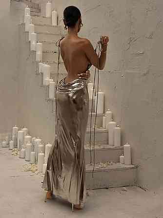 Платье в пол блестящее женское золотистый Киев