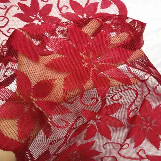 Новогодняя скатерть дорожка 180 на 33 см красный Киев