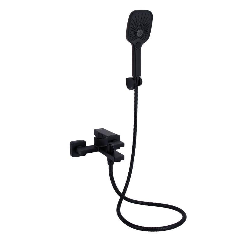 Змішувач для ванни Qtap Gemini з душовим гарнітуром QTGEM259BLM45682 Black Matt чорний Київ - фото 1