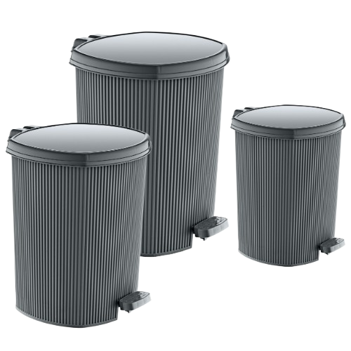 Набір відер для сміття 3 предмети: (6л/11л/20л) сірий Line ELIF Житомир - фото 1