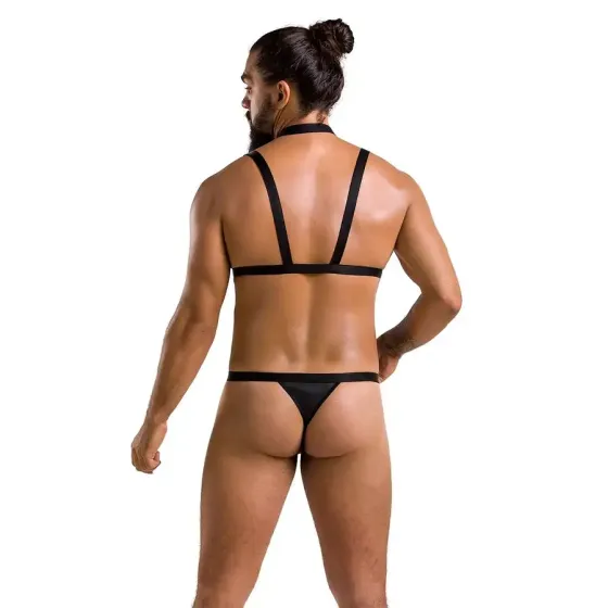 Комплект чоловічої білизни зі стреп Passion 039 SET ANDREW XXL/XXXL Black, стринги, шлейки Львів